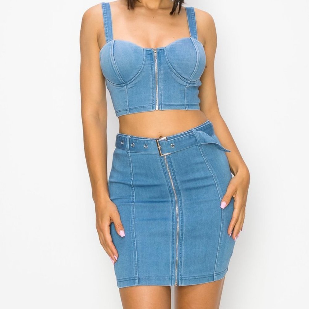 So Sick Skirt Set Denim Skirt Set